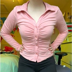 Pink skin tight blouse